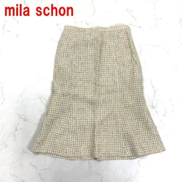 A5381 밀라 쇤 롱 스커트 면 린넨 트위드 베이지 42