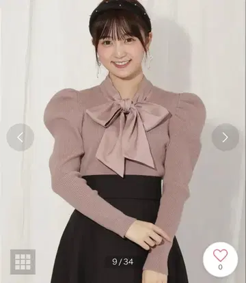 새상품 택 포함 윌셀렉션 이소재 리본 턱 슬리브 풀오버