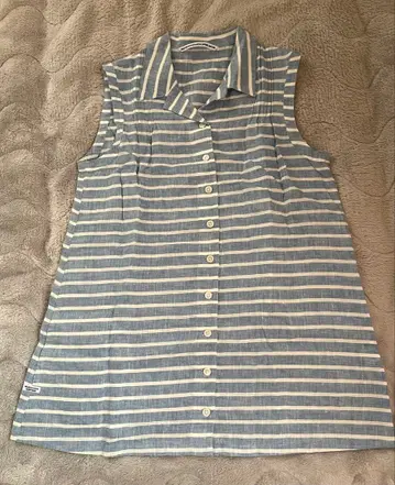 Mademoiselle NON NON 스트라이프 슬리브리스 셔츠