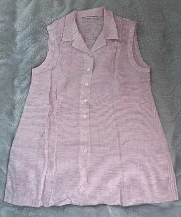 Mademoiselle NON NON 스트라이프 슬리브리스 셔츠