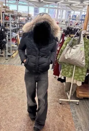 퍼 다운 자켓 블랙 헤이세이 광택