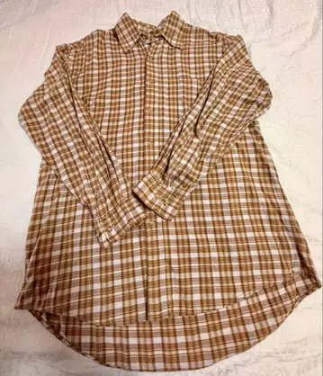 브라운 계열 체크 무늬 긴팔 셔츠 L 사이즈 면 100%