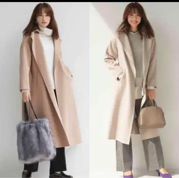 플라스테 울 실크 리버 롱 코트 베이지