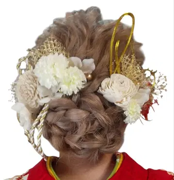 일본 의류용 꽃 장식 화이트 계열