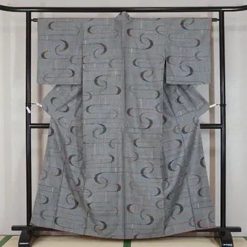 라이트 그레이 모던한 라인 문양 순수 실크 캐주얼 155cm a815