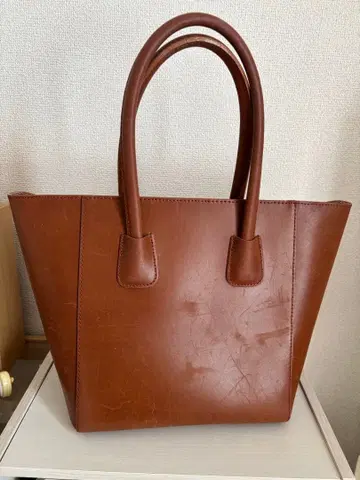 브라운 가죽 토트백
