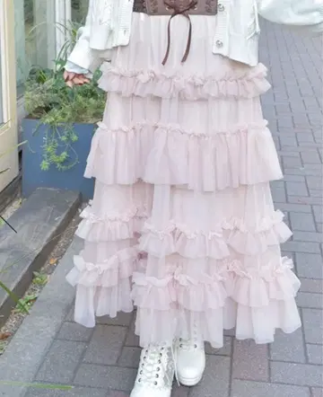 axes 튤 프릴 스커트