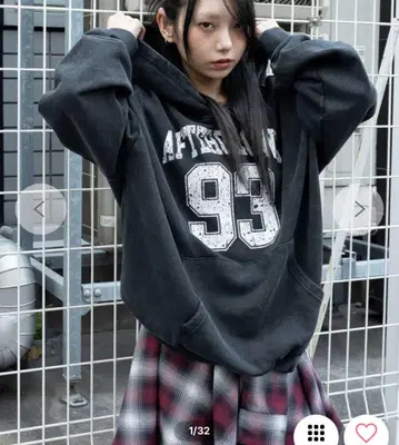 WEGO 그래픽 풀 후드티 흑먹색