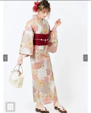 꽃무늬 유카타 오비 조리 세트