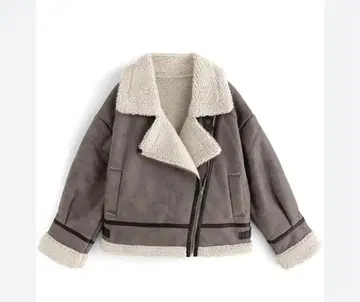 GRL/보아 칼라 가죽 자켓