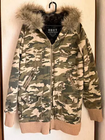 ROXY 록시 모즈 코트 보아 안감 L 카모플라쥬 후드 부착