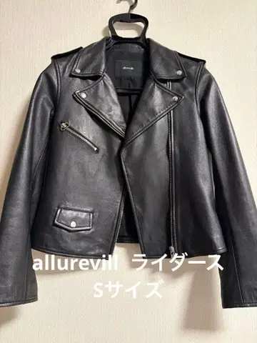 allureville 블랙 천연 가죽 더블 라이더 자켓 S 사이즈