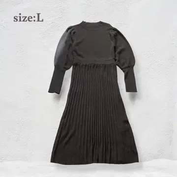 니트 원피스 롱 플레어 원피스 뽕긋한 소매 가을/겨울 플리츠 예쁜 L
