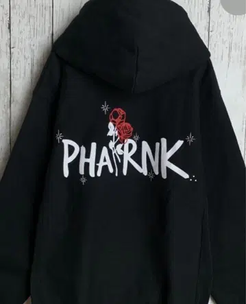 PHARNK 블랙 후드 부착 후드티