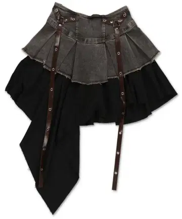 SPINNS 레이어드 디자인 데님 미들 스커트 (인팬츠 포함)