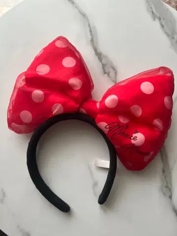 [ 새상품급 ] 미니 마우스 빨간색 도트 리본 머리띠 헤이세이