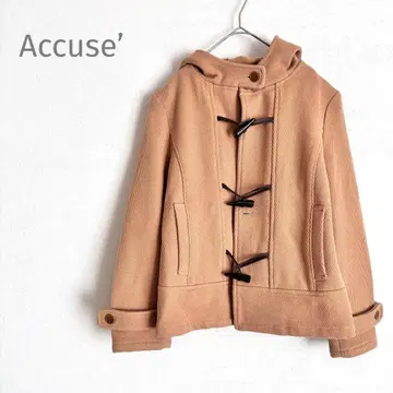 여성용 더플 코트 카멜 숏 기장 일본제 후드 부착 토글 버튼