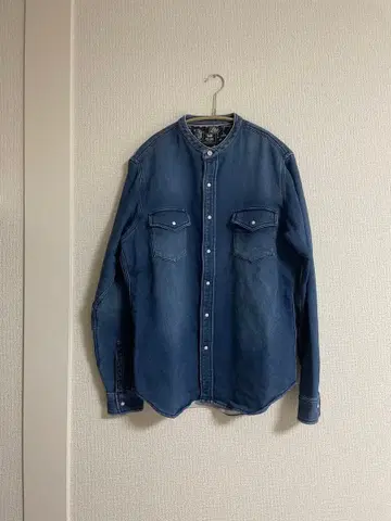 최종 가격 인하 BEAMS 스탠드 카라 데님 셔츠