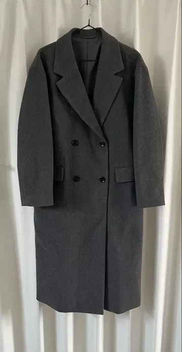 GU 새상품 그레이 더블 브레스트 롱 코트