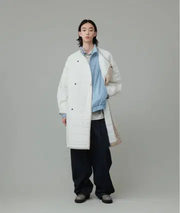 ADAM ET ROPE' 오버 사이즈 노카라 세미 더블 코트