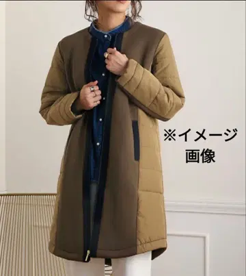 부즈루드 배색 충전솜 노카라 코트 다운 코트 다운 자켓