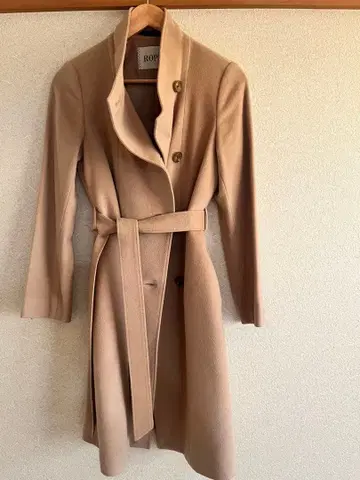 ROPE 베이지 더블 버튼 롱 코트