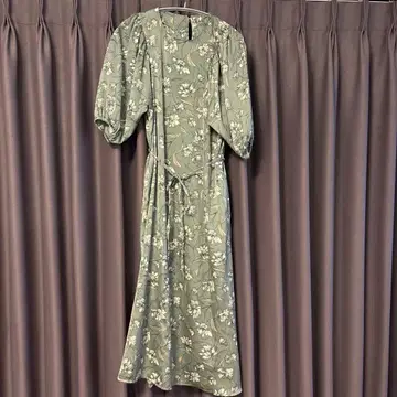 플라워 프린트 그린 롱 원피스