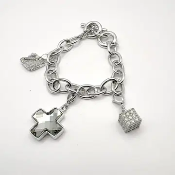 스와로브스키 팔찌 토글 십자가 스완 큐브 참 실버