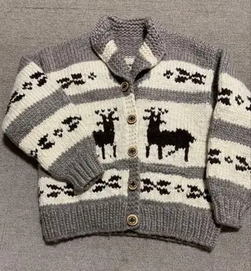 캐나다제 코위찬 스웨터 버진 울 100% 우드 버튼 코위찬 니트