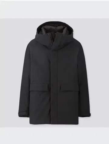 유니클로 하이브리드 다운 후드티 블랙 XL