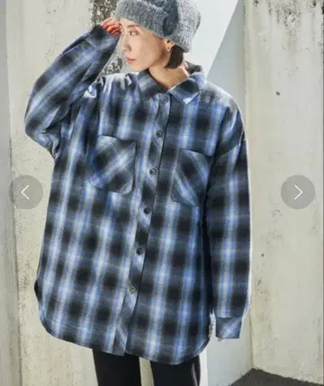 옴브레 체크 패딩 자켓