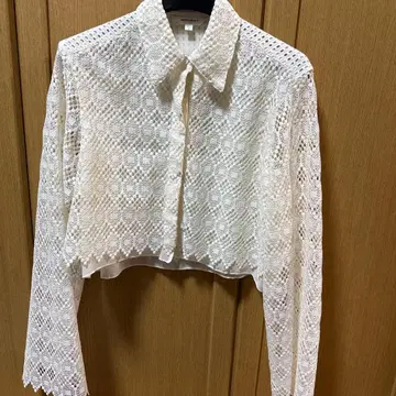 미사용 MOUSSY 화이트 레이스 크롭 셔츠