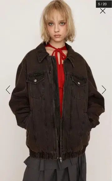 SLY FRONT ZIP DENIM 블루종 브라운