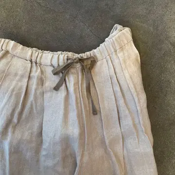 an one 베이지 린넨 와이드 팬츠