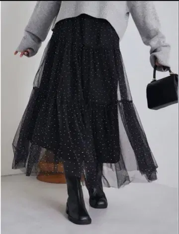 아푸와이저 리셰 바리에 튤 스커트 블랙