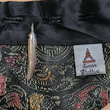 수만다크와 나뭇결 금 페더 펜던트 실버925