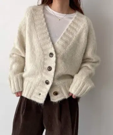 CANAL JEAN El mar 오버 사이즈 샤기 니트 가디건