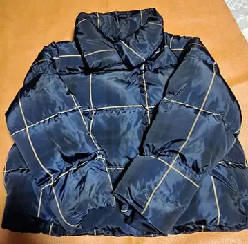 새상품급 미라 오웬 체크 무늬 다운 자켓 루즈핏