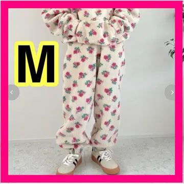 시마무라 ayano 꽃무늬 보아 팬츠 M 크림 화이트