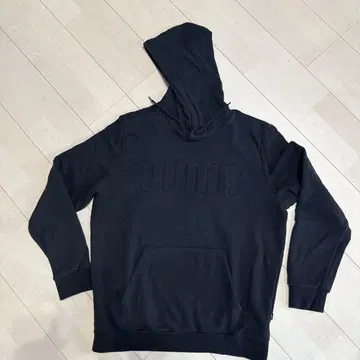 PUMA 블랙 후드 부착 후드티 XL