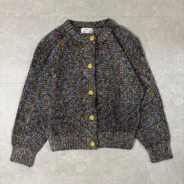 쇼와 레트로 MIX 컬러 모헤어 니트 가디건 골드 버튼 L 상당