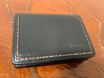 폴 스미스 양가죽 블랙 가죽 3단 폴더형 지갑