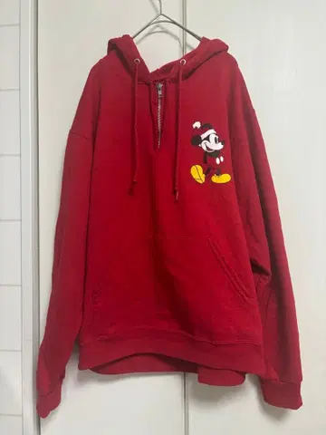 빈티지 미키마우스 후드티 남성용 M 레드 디즈니