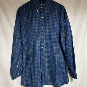 랄프 로렌 네이비와 그린 체크 무늬 셔츠 남성용