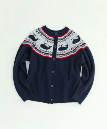 PAR ICI 고래 자카드 구심풍 2WAY 가디건 네이비