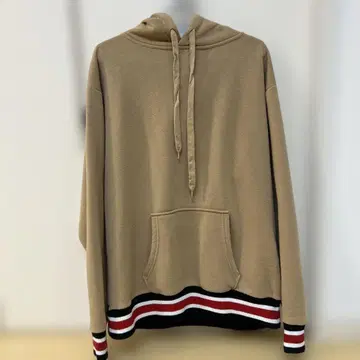 베이지 후드티 스트라이프 남성용 L 사이즈