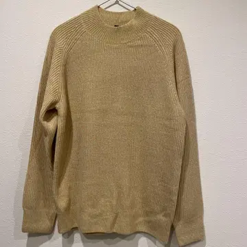 유니클로 베이지 울 혼방 리브 스웨터 L