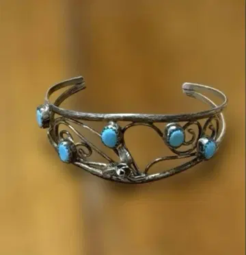 터콰이즈 실버 커프 뱅글