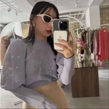 [ Ameri ] UND FLORAL KNIT JACQUARD TOP