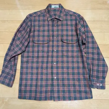 플란넬 셔츠 오렌지와 그린 체크 무늬